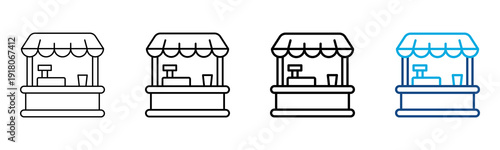 Market Icon Different Style Outline Collection Set Vector Illustration