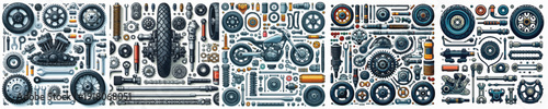 Vector set image of motorcycle sparepart.