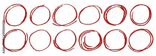 Hand-drawn crayon circles and ovals with colorful highlights, perfect for creative designs, scribbles, and playful handwritten text frames with rough texture elements