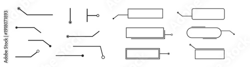 Flowchart arrows and connectors set with outline shapes editable strokes for workflow diagram and business process planning isolated on transparent background