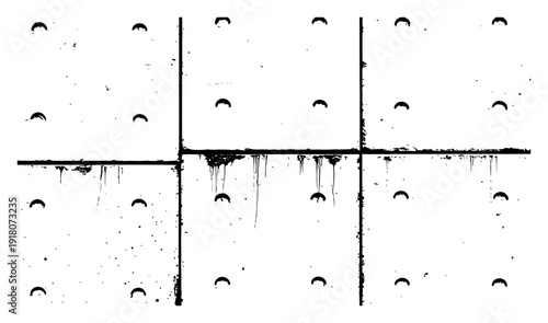 Industrial architectural concrete wall texture with panel lines and grunge drips