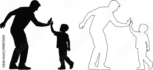 Illustration of adult and child interactions in different scenarios of support and guidance