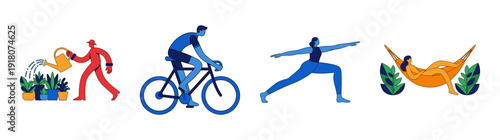 Flat Vector Lifestyle Activities Asset Sheet for Wellness and Work-Life Balance Concepts
