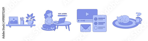 Minimalist Monochromatic Home Office and Remote Productivity Element Kit for Flexible Work Lifestyle