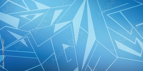 Abstract Blue Geometric Background With Faceted Ice Shards and Modern Gradient Design