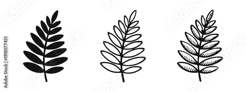 Leaf Foliage Icons Set - Botanical Nature Graphic Elements for Design