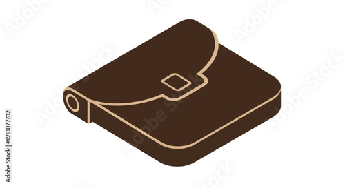 Brown Leather Wallet with Flap Closure.