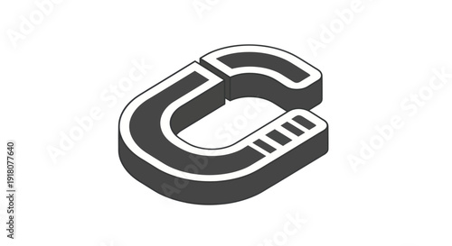 Three Dimensional Black Paper Clip Isolated.