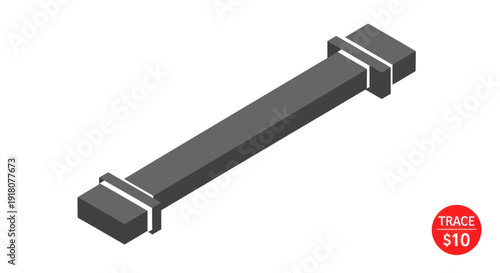 Gray Metal Bar with Square Ends.