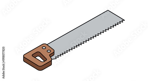 Hand Saw Tool with Wooden Handle.