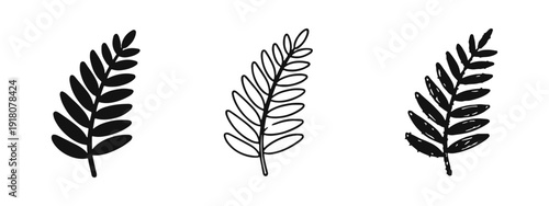 Botanical Leaf Icons Set - Nature and Floral Graphic Elements for Web Design