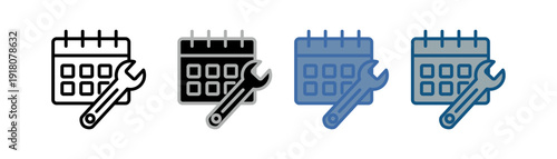 
maintenance schedule icon set multiple style collection with maintenance time design