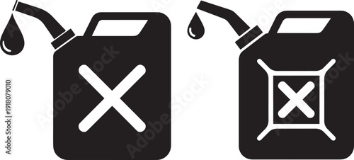 Fuel gas can container silhouette with liquid drop