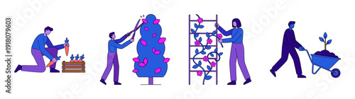 Flat Vector Gardening and Horticulture Character Element Kit for Sustainable Lifestyle Design