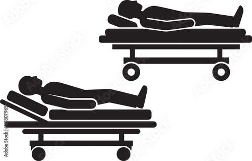 Silhouette of patient on hospital gurney or stretcher