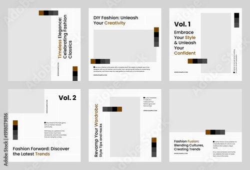 Modern Men Fashion Style Instagram Feed Template with Clean White and Brown Minimalist Design