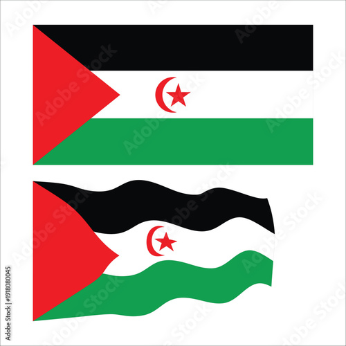 Western sahara flag, flat and waving, representing national identity and sahrawi arab democratic republic