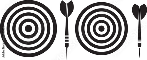 Dart board silhouette with dart vector illustration