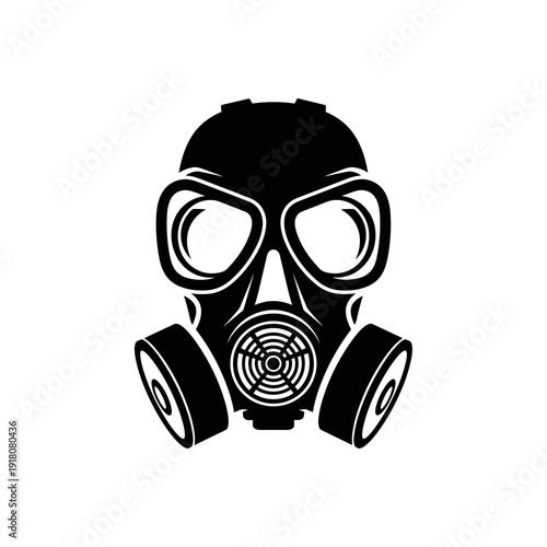 Bold black gas mask silhouette for logo