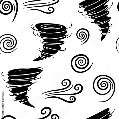 Creative black and white wind swirl pattern