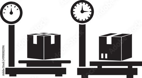 Weight scale silhouette with box for scale balance