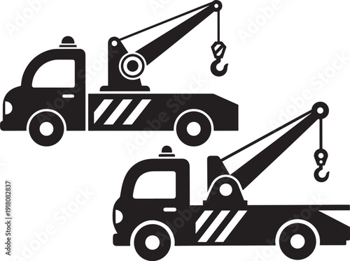 Two tow trucks silhouette for transportation