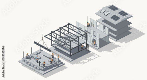 Industrial Facility 3D Model Isometric View.