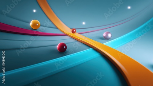 Colorful line of balls with a blue background
