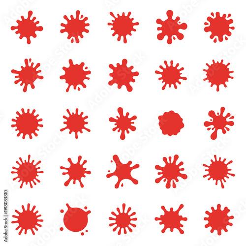 Grid of various small red splat icons