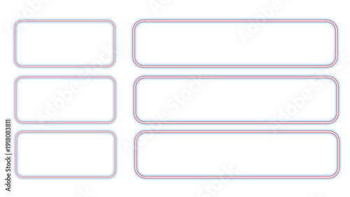 Liquid Glass UI Interface Isolated. White Transparent Frame Square and Circle Banner with Shine Stroke. Control center widget for smartphone and web app, set of four blank buttons