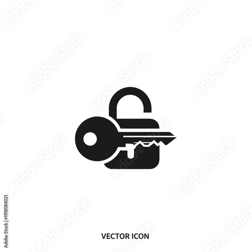 Minimalist car key and lock icon logo