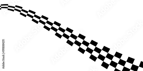 Trippy checkerboard background. Retro psychedelic checkered wallpaper. Wavy groovy chessboard surface. Distorted geometric grid chess pattern. Abstract black and white race flag backdrop. Vector