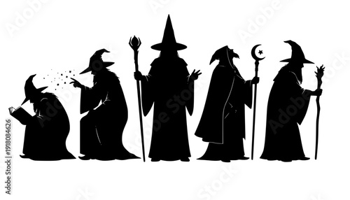 wizard silhouettes on the white background
