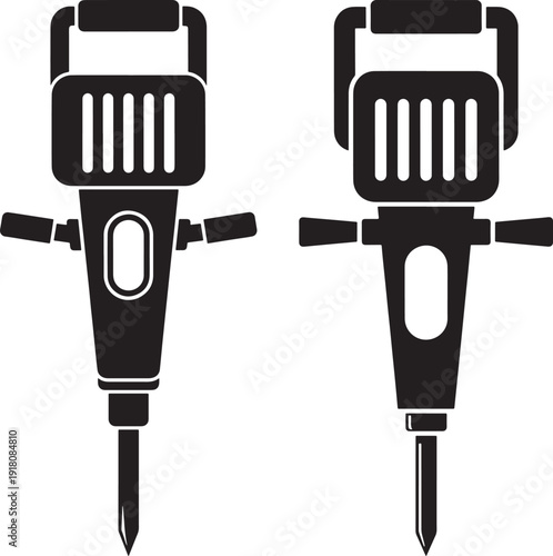Silhouette of jackhammer tool construction equipment
