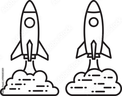 Rocket launch Silhouette flying from cloud startup