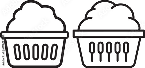 Two laundry baskets full with clean clothes silhouette