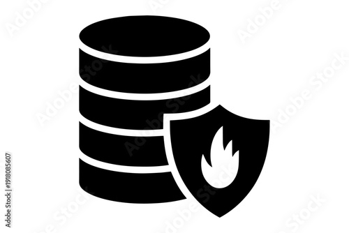Secure database icon signifies robust protection, data security, and safeguarding against digital threats