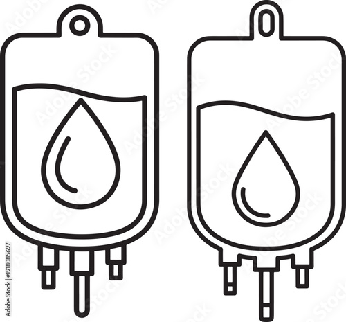 Two bags of blood for transfusion silhouette vector