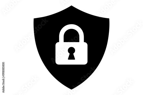 security concept depicted by a lock inside shield, symbolizing protection and safety