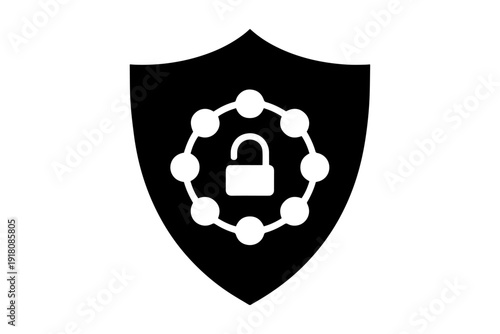 cybersecurity shield emblem representing digital protection and data safeguard against cyber threats