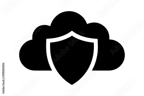 Secure cloud storage icon, illustrating data protection, safety, and digital security in a streamlined graphic