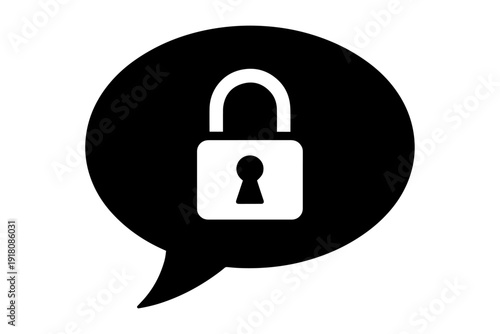 Secure conversation represented by a speech bubble with a padlock symbol