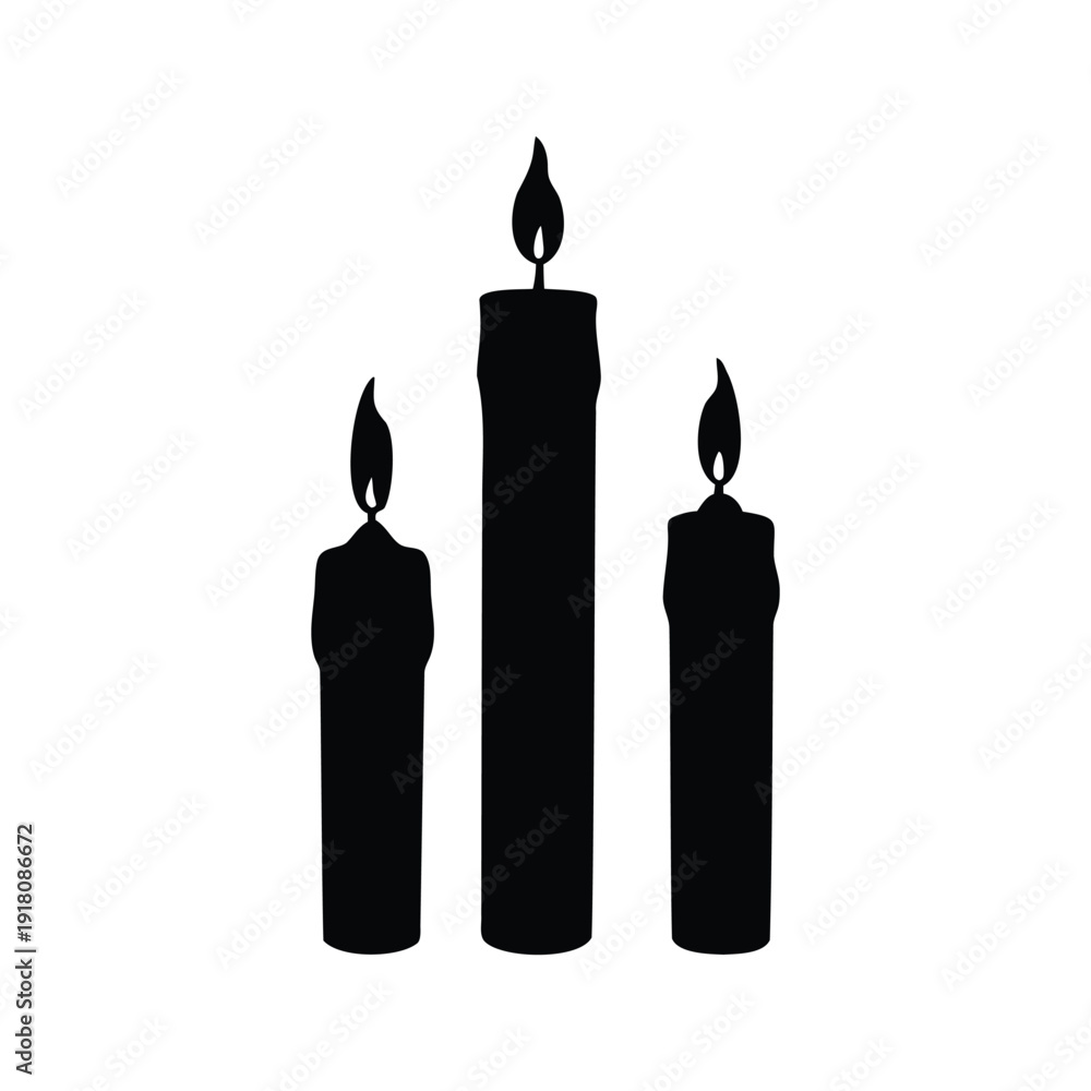Obraz premium easter candles silhouette vector illustration, Silhouette of three candles with flames, elegant vector illustration for various designs