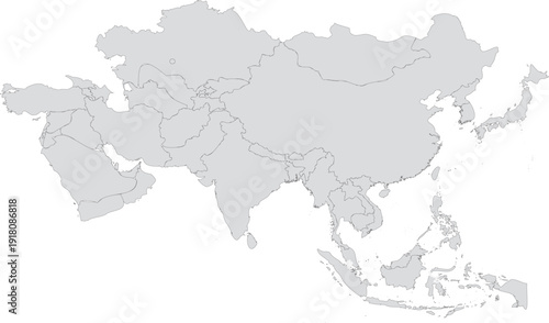 Detailed vector asia map on white background