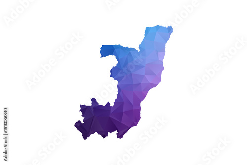 Congo Map - Polygon Style Vector Illustration in Blue and Purple Gradient, Low Poly Geometric Design, Isolated on White Background, Ideal for Infographics and Learning Materials.