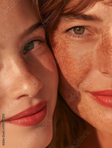 close up portrait of a mother and daughter