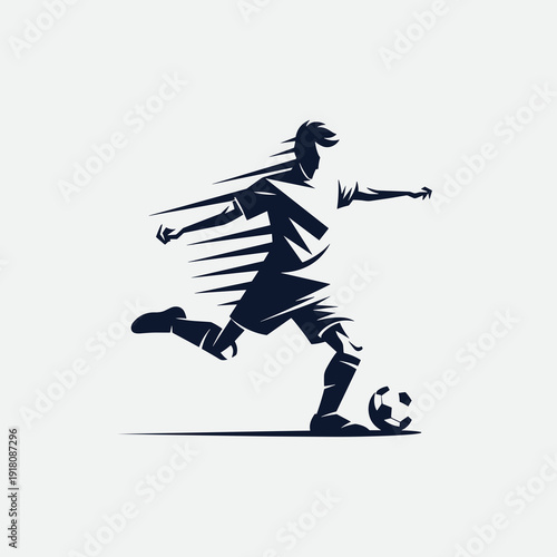 Stylized Silhouette of a Soccer Player Moving at High Speed