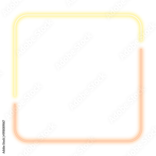 白背景に黄色とオレンジのふんわりネオンラインフレーム　透過対応の正方形デザイン