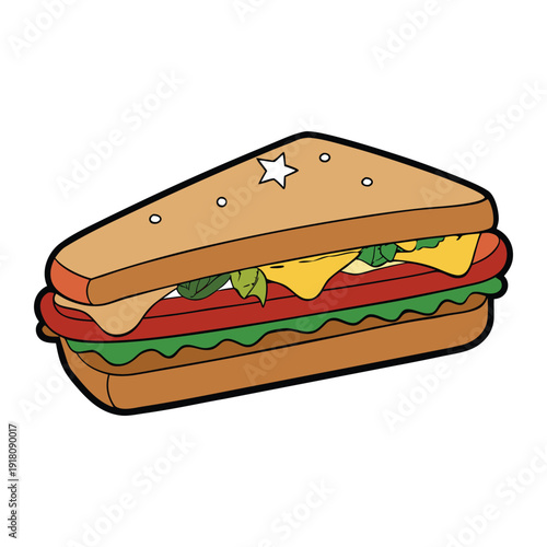 A Chilean asado sandwich stacked with juicy grilled beef, caramelized onions, fresh tomatoes, and a soft roll, bursting with smoky, savory flavors in every bite.
