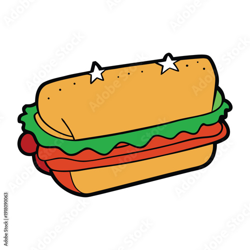 A Chilean asado sandwich stacked with juicy grilled beef, caramelized onions, fresh tomatoes, and a soft roll, bursting with smoky, savory flavors in every bite.
